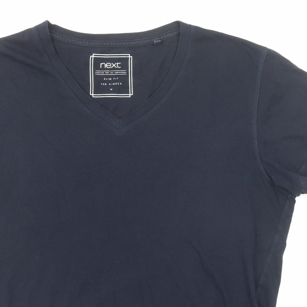 NEXT Mens Blue Cotton T-Shirt Size M V-Neck