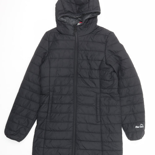 Peter Scott Womens Black Quilted Coat Size 10 Zip