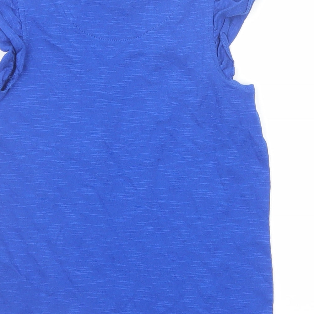 Marks and Spencer Girls Blue Cotton Basic Tank Size 3-4 Years Round Neck Pullover
