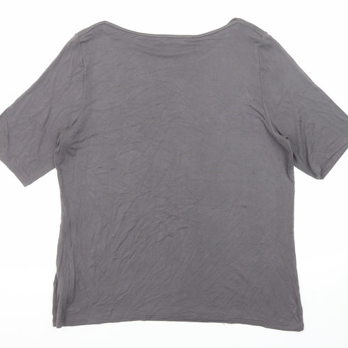 Marks and Spencer Womens Grey Viscose Basic T-Shirt Size 18 Boat Neck