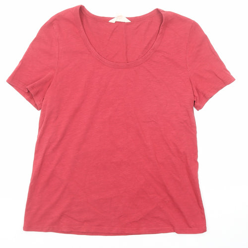 Seasalt Womens Red Cotton Basic T-Shirt Size 10 Scoop Neck