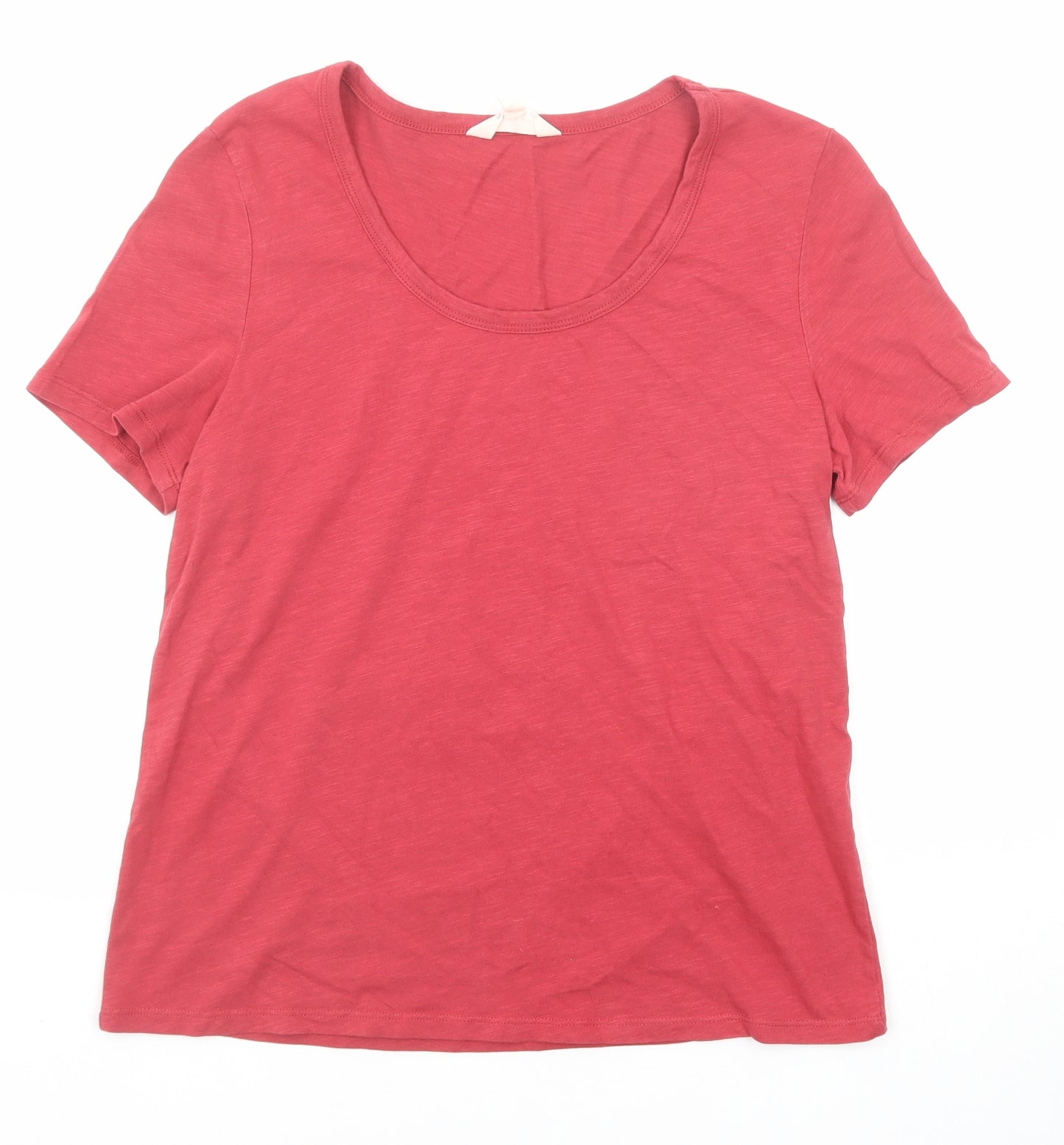 Seasalt Womens Red Cotton Basic T-Shirt Size 10 Scoop Neck