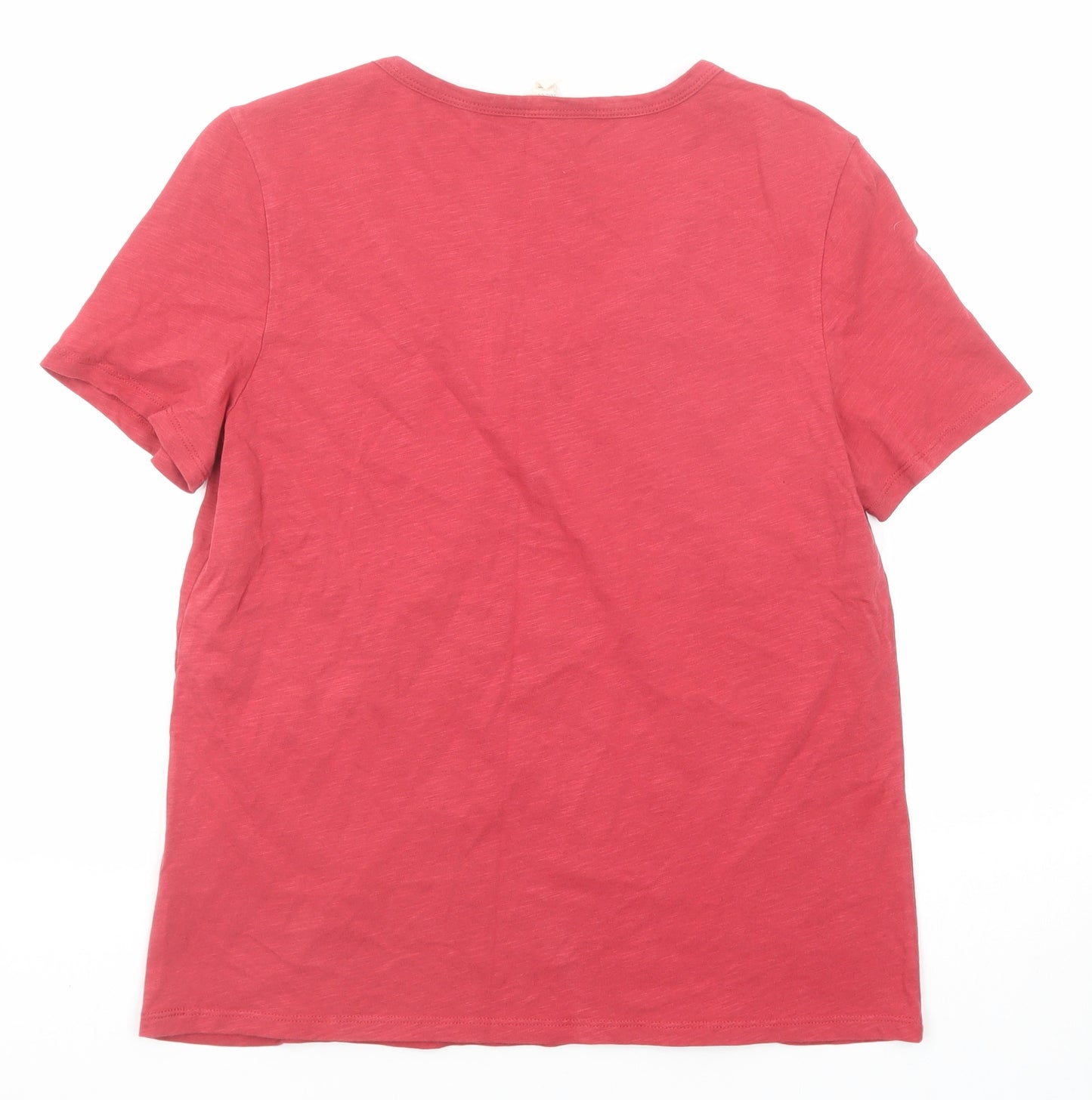 Seasalt Womens Red Cotton Basic T-Shirt Size 10 Scoop Neck