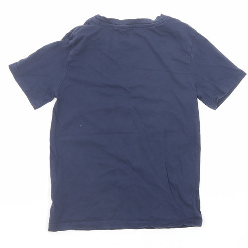 H&M Boys Blue Cotton Basic T-Shirt Size 7-8 Years Round Neck Pullover