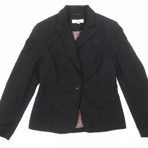 NEXT Womens Black Striped Polyester Jacket Suit Jacket Size 10