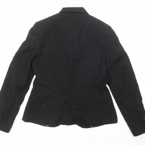 NEXT Womens Black Striped Polyester Jacket Suit Jacket Size 10