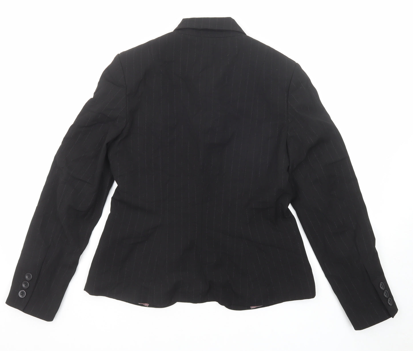 NEXT Womens Black Striped Polyester Jacket Suit Jacket Size 10