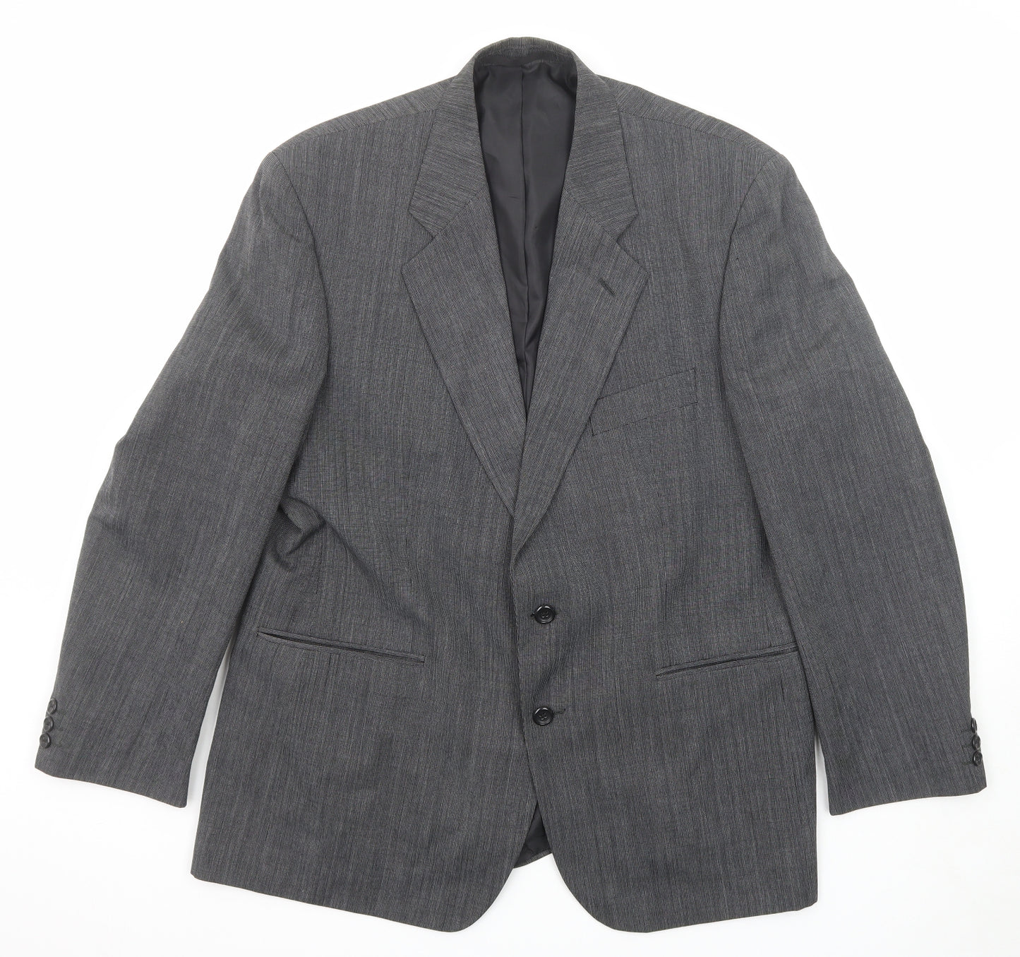 Pinstripe Mens Grey Polyester Jacket Suit Jacket Size 44 Regular