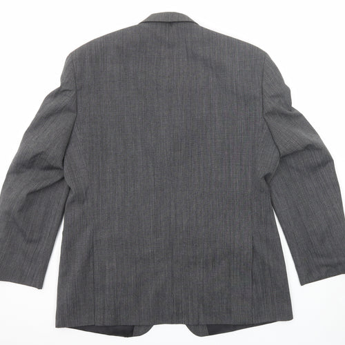 Pinstripe Mens Grey Polyester Jacket Suit Jacket Size 44 Regular
