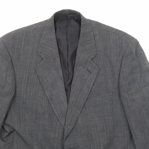 Pinstripe Mens Grey Polyester Jacket Suit Jacket Size 44 Regular