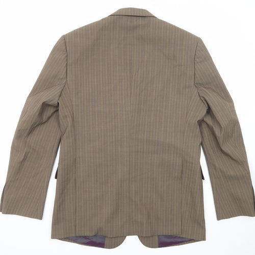 Flannels Mens Brown Striped Wool Jacket Suit Jacket Size 50 Regular