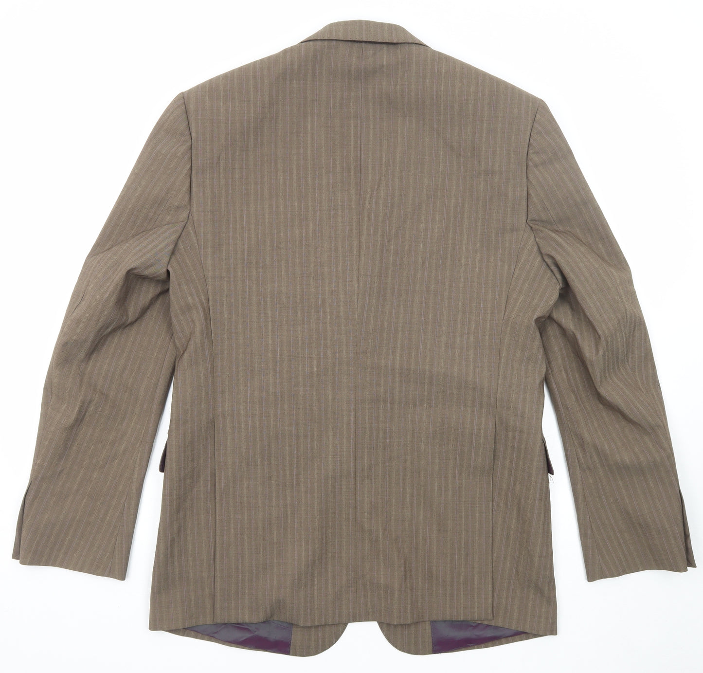 Flannels Mens Brown Striped Wool Jacket Suit Jacket Size 50 Regular