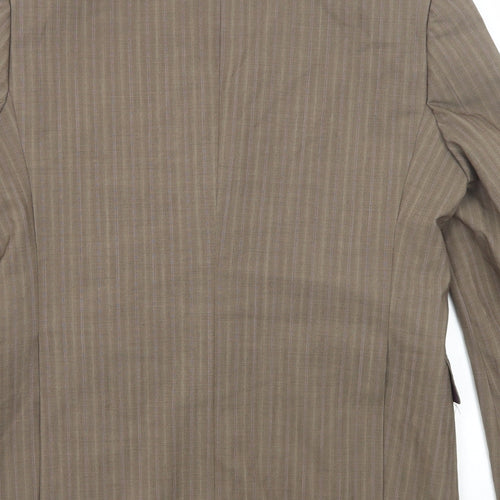 Flannels Mens Brown Striped Wool Jacket Suit Jacket Size 50 Regular