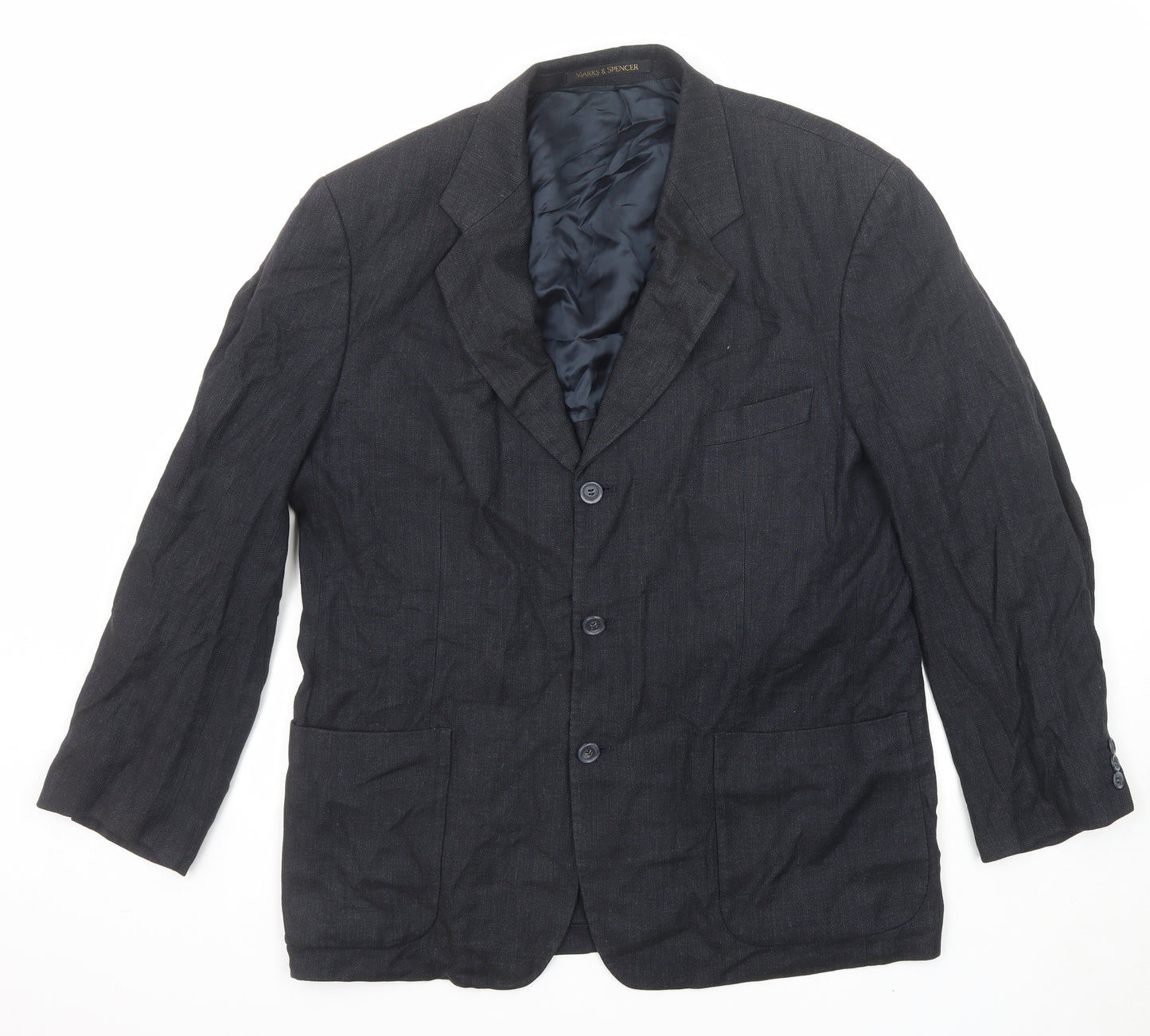 Marks and Spencer Mens Blue Linen Jacket Suit Jacket Size 42 Regular