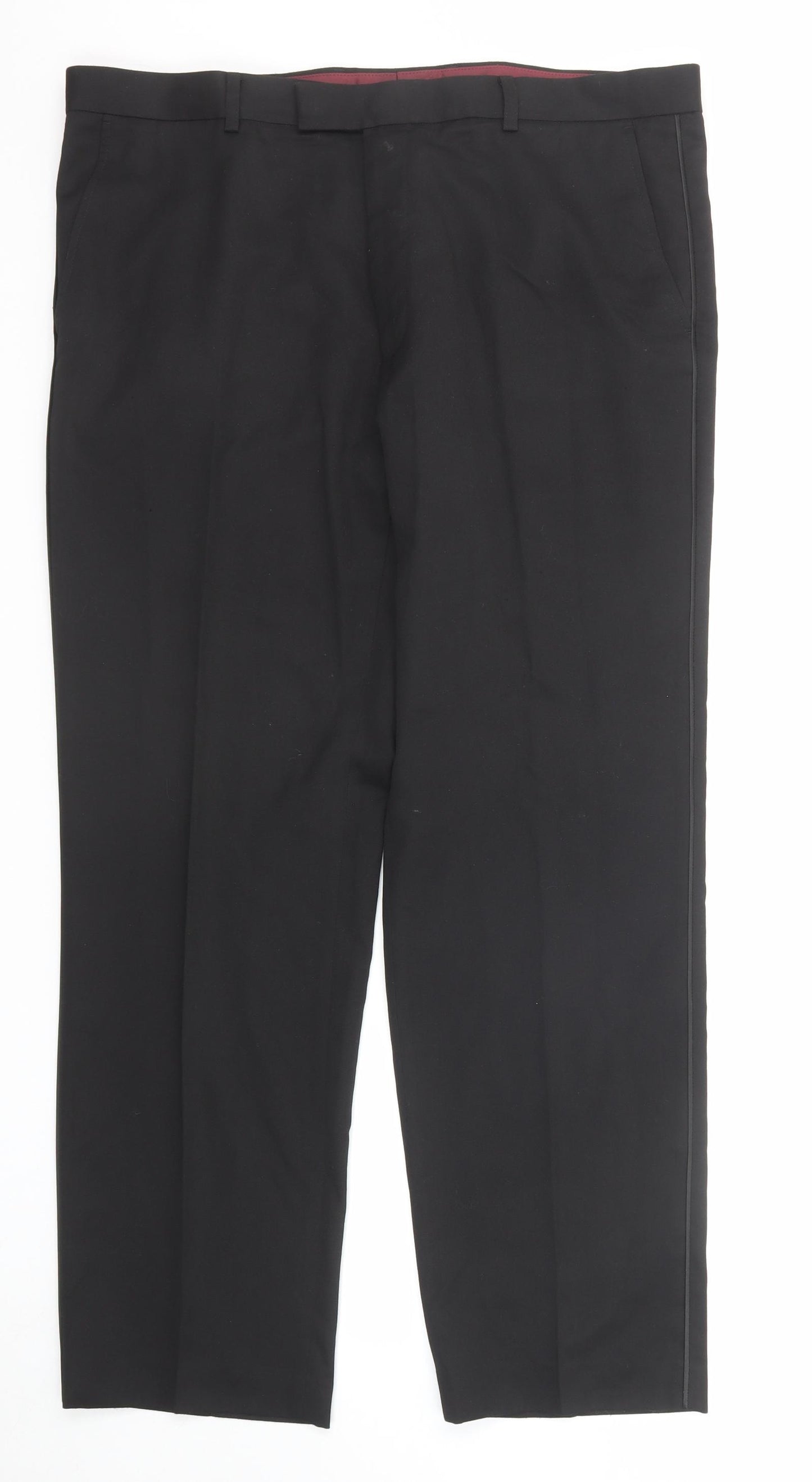 Marks and Spencer Mens Black Polyester Dress Pants Trousers Size 38 in L31 in Regular Zip