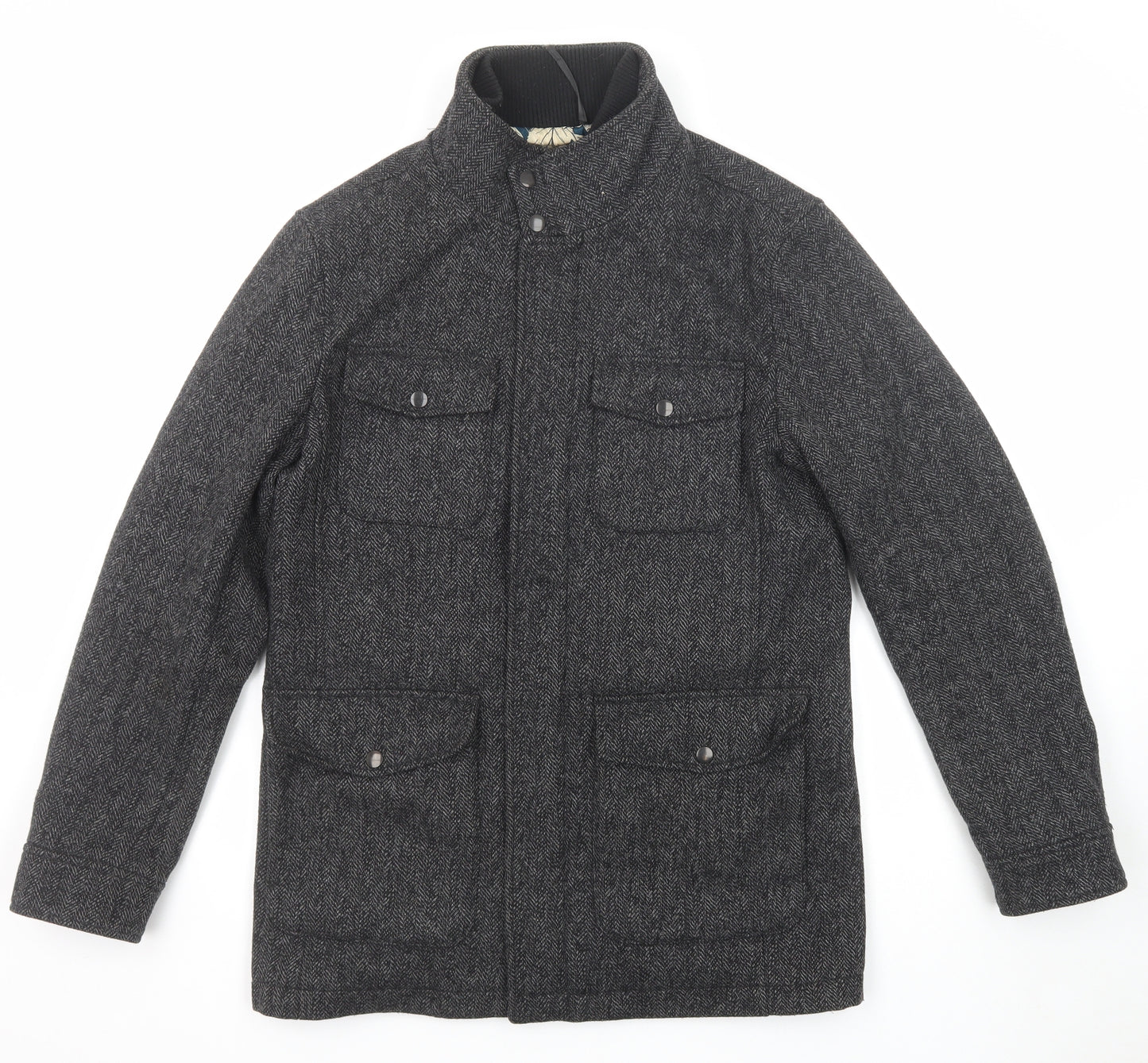 NEXT Mens Grey Herringbone Jacket Size M Zip