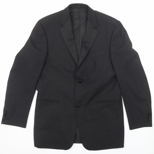 Moss Bros Mens Black Polyester Tuxedo Suit Jacket Size 40 Regular