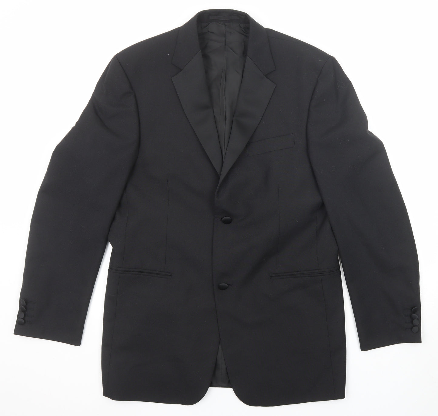 Moss Bros Mens Black Polyester Tuxedo Suit Jacket Size 40 Regular