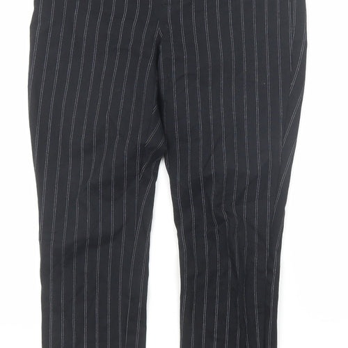 Gap Womens Black Striped Cotton Trousers Size 6 Regular Zip