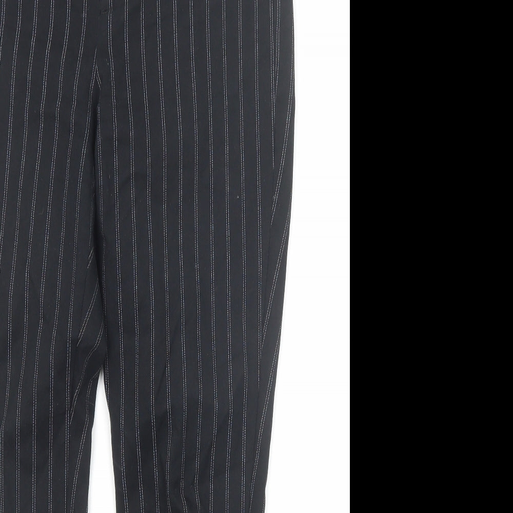 Gap Womens Black Striped Cotton Trousers Size 6 Regular Zip