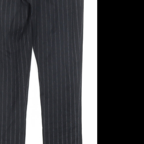 Gap Womens Black Striped Cotton Trousers Size 6 Regular Zip