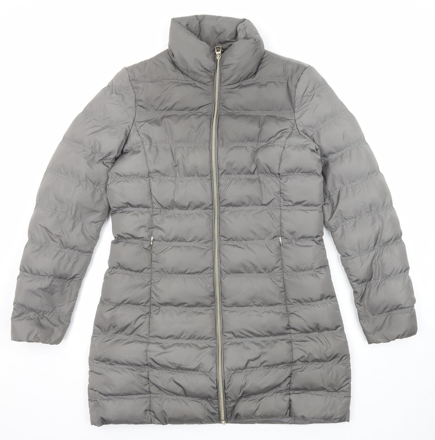 Geox Womens Grey Quilted Coat Size 8 Zip