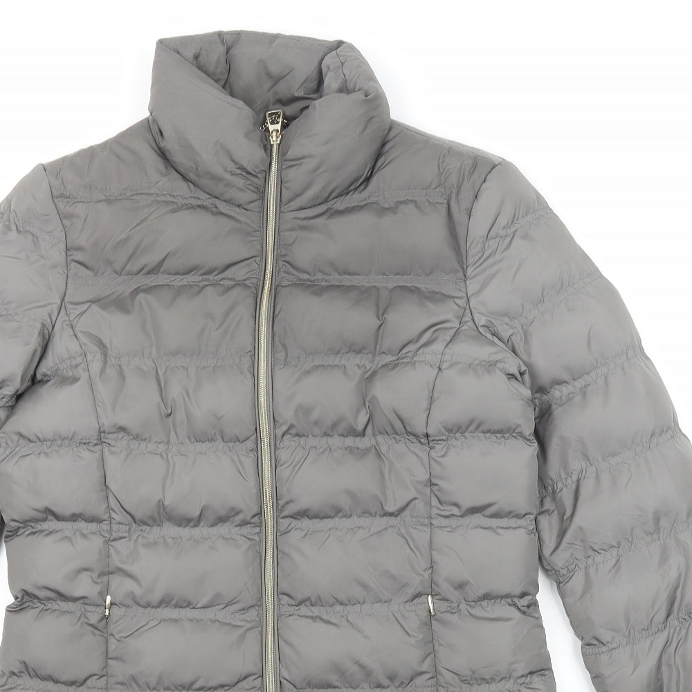 Geox Womens Grey Quilted Coat Size 8 Zip