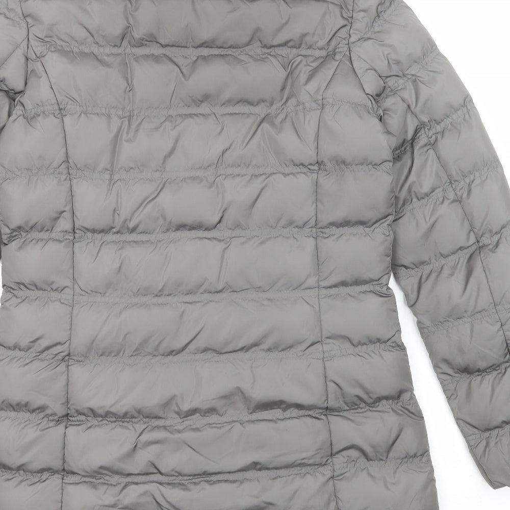 Geox Womens Grey Quilted Coat Size 8 Zip