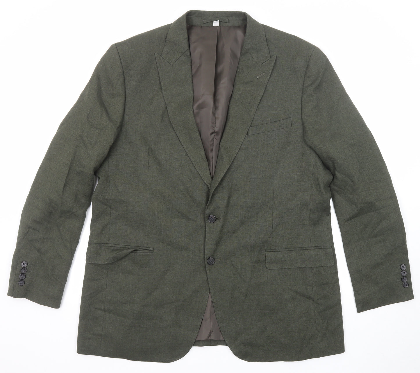 Marks and Spencer Mens Green Linen Jacket Suit Jacket Size 46 Regular