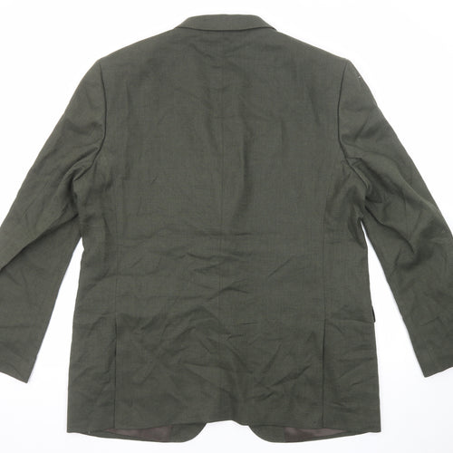 Marks and Spencer Mens Green Linen Jacket Suit Jacket Size 46 Regular