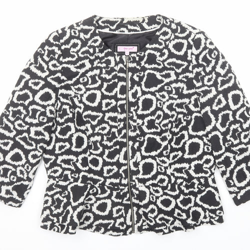 Per Una Womens Black Geometric Jacket Size 18 Zip