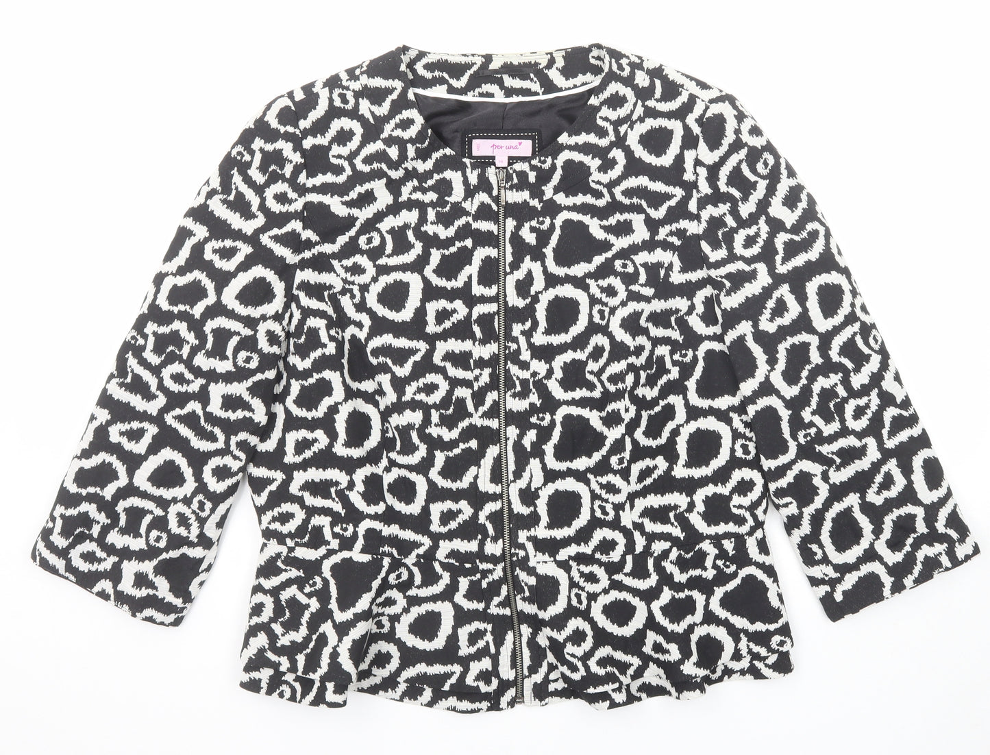Per Una Womens Black Geometric Jacket Size 18 Zip