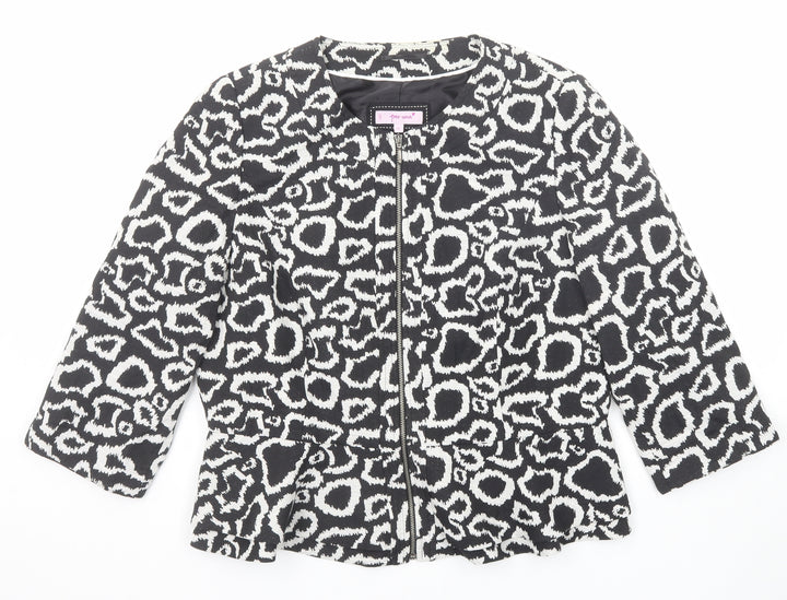 Per Una Womens Black Geometric Jacket Size 18 Zip