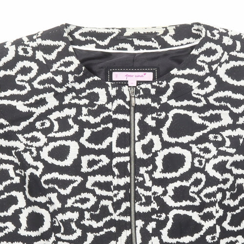 Per Una Womens Black Geometric Jacket Size 18 Zip