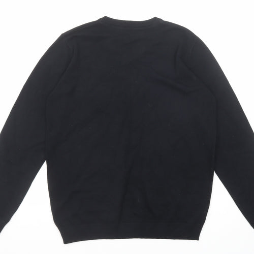 Marks and Spencer Boys Black V-Neck Acrylic Pullover Jumper Size 14-15 Years Pullover