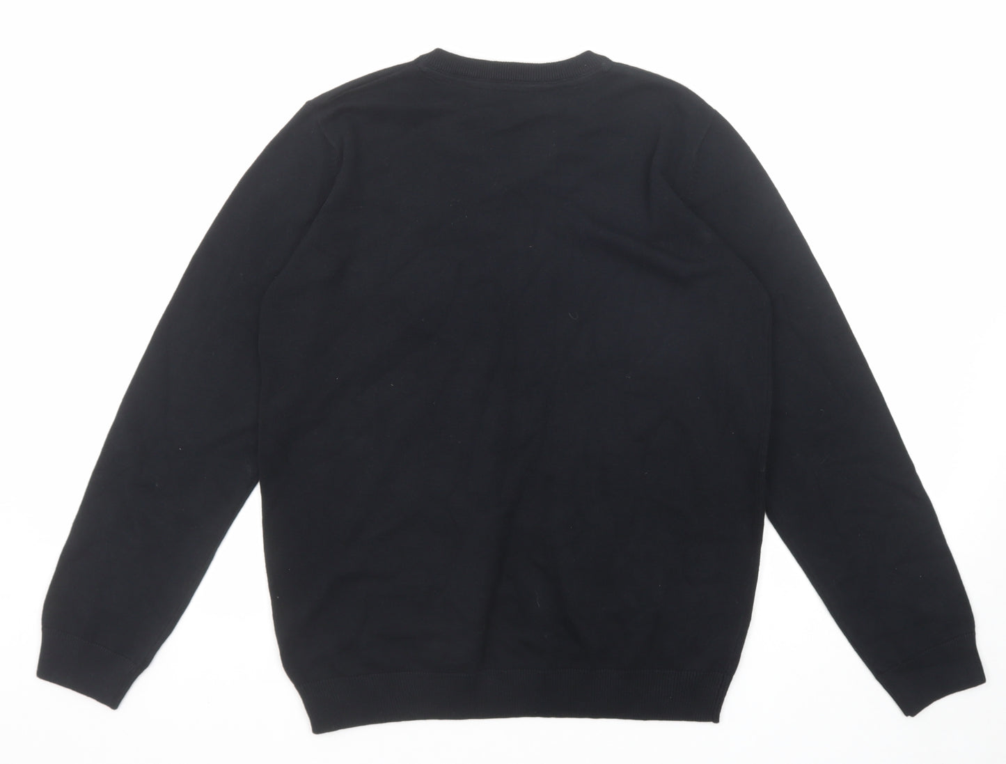 Marks and Spencer Boys Black V-Neck Acrylic Pullover Jumper Size 14-15 Years Pullover