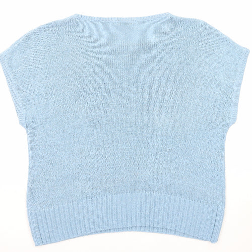 Bonmarché Womens Blue Round Neck Acrylic Pullover Jumper Size L