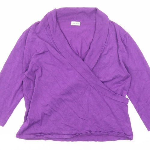 Minuet Womens Purple V-Neck Viscose Pullover Jumper Size 14