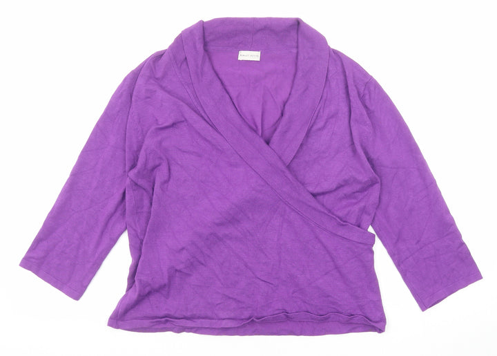 Minuet Womens Purple V-Neck Viscose Pullover Jumper Size 14