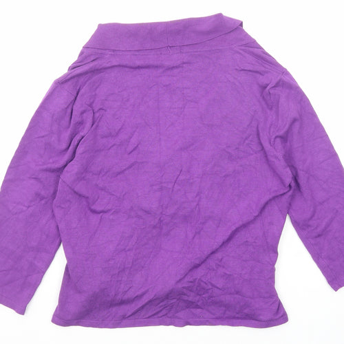 Minuet Womens Purple V-Neck Viscose Pullover Jumper Size 14