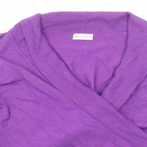 Minuet Womens Purple V-Neck Viscose Pullover Jumper Size 14