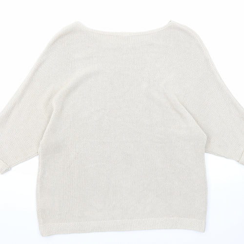 H&M Womens Beige Round Neck Acrylic Pullover Jumper Size M