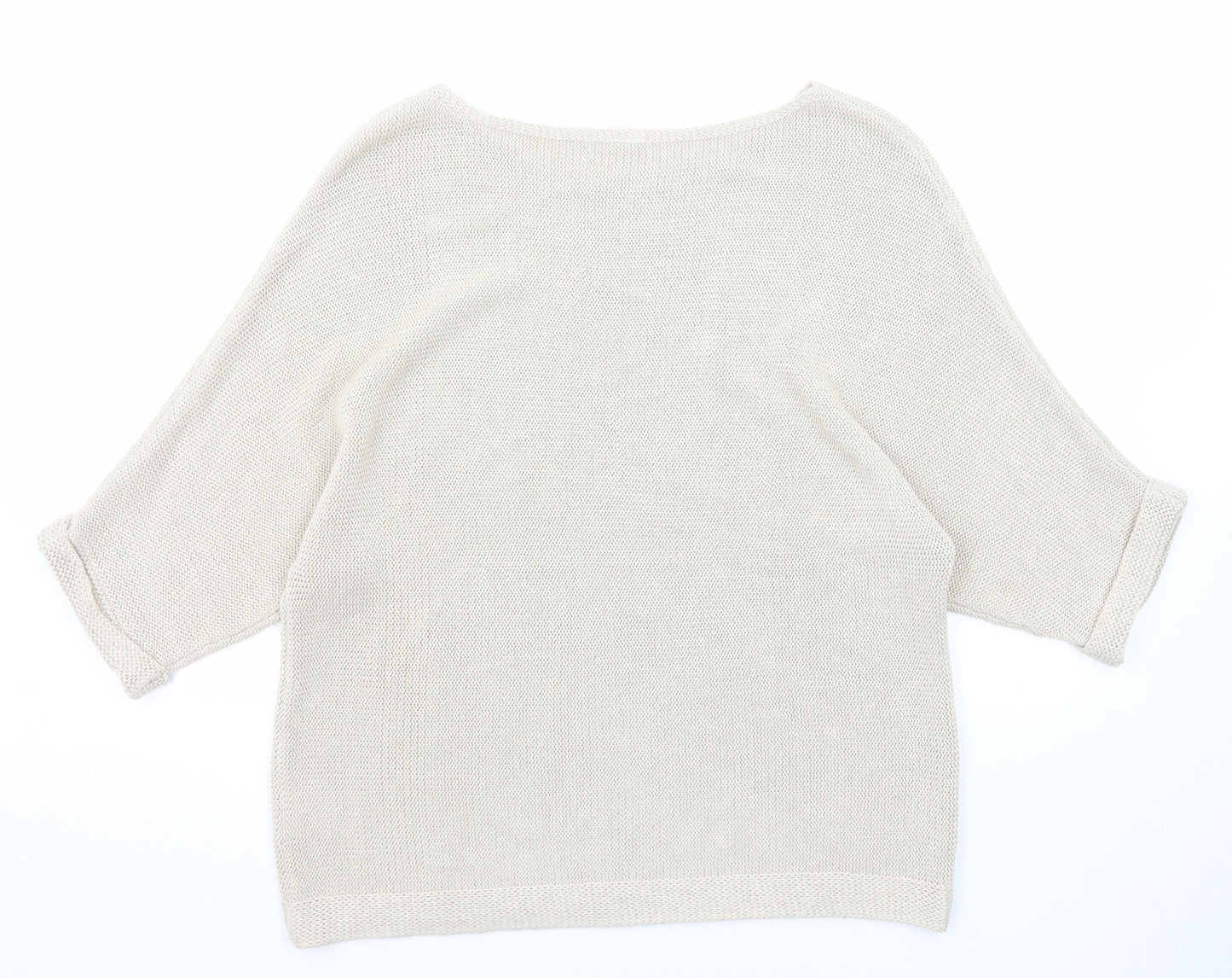 H&M Womens Beige Round Neck Acrylic Pullover Jumper Size M