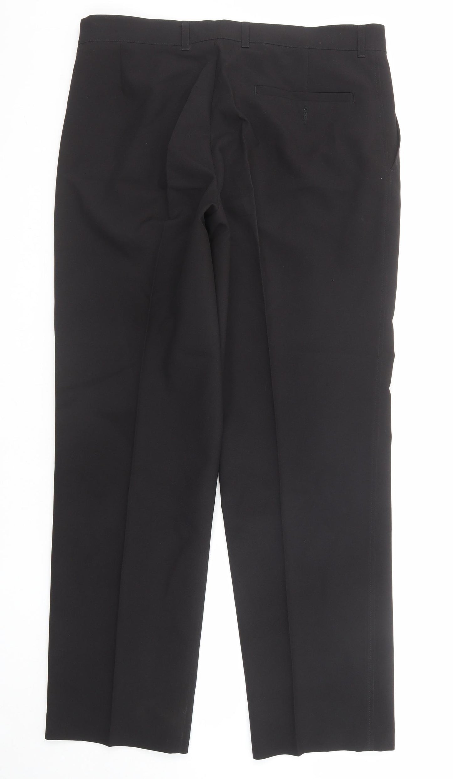 Marks and Spencer Mens Black Polyester Dress Pants Trousers Size 34 in L31 in Regular Zip