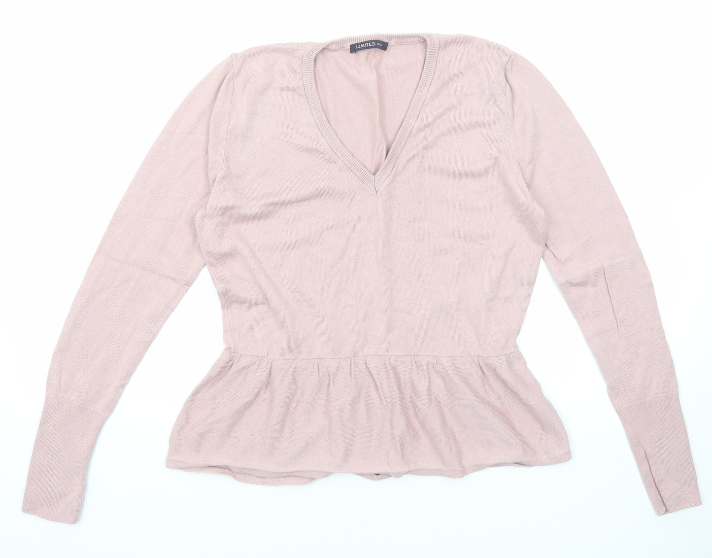 Marks and Spencer Womens Pink V-Neck Acrylic Pullover Jumper Size 12