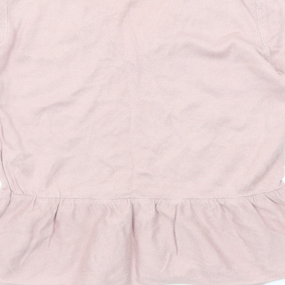 Marks and Spencer Womens Pink V-Neck Acrylic Pullover Jumper Size 12