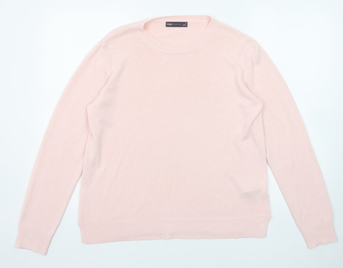 Marks and Spencer Womens Pink Round Neck Acrylic Pullover Jumper Size 16