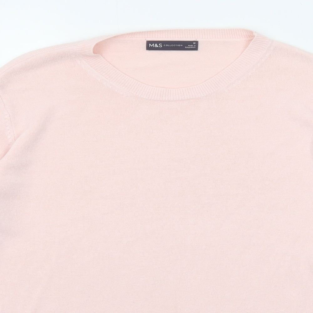 Marks and Spencer Womens Pink Round Neck Acrylic Pullover Jumper Size 16