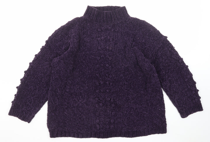 Debenhams Womens Purple Mock Neck Acrylic Pullover Jumper Size L Pullover