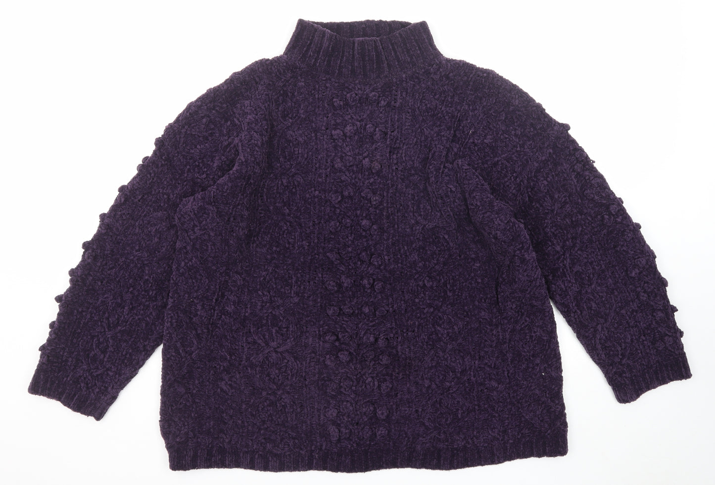 Debenhams Womens Purple Mock Neck Acrylic Pullover Jumper Size L Pullover